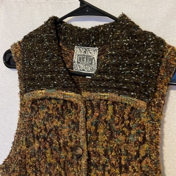 Curio vintage knit wool blend sleeveless sweater vest w/pockets boho.l retro. PL - Picture 5 of 8